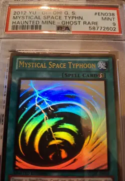 Yugioh Ghost Rare Mystical Space Typhoon GLD5-EN038 PSA 9 Haunted Mine 🔥 Pop 36 - Image 3