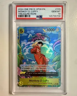 One Piece CCG Monkey D. Luffy Treasure Rare Foil OP07-109 PSA 10 (EN) - Image 1