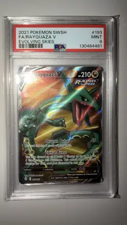 PSA 9 2021 POKEMON SWORD & SHIELD EVOLVING SKIES #193 FA/RAYQUAZA V PSA MINT - Image 1