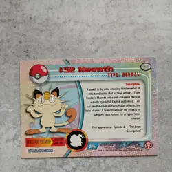 Pokemon TCG #52 Meowth Topps Series 1 - Image 3