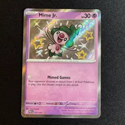 Pokemon Mime Jr. 157/091 Paldean Fates Shiny Holo Rare - Image 1