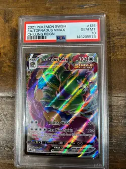 POKEMON 2021 Chilling Reign Full Art TORNADUS Vmax #125 PSA 10 Gem Mint RARE - Image 1