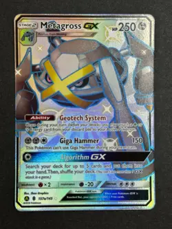 Metagross GX 157a/145 Full Art Shiny Hidden Fates Alternate Art Pokemon TCG NM/M - Image 1