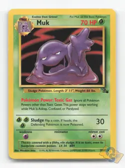 Pokemon TCG - Muk 28/62 Lightly Played Rare Fossil - Image 1