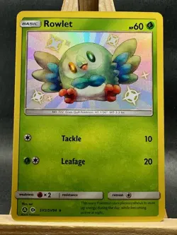 Rowlet Shiny Holo Rare Pokemon TCG Hidden Fates: Shiny Vault SV2/SV94 NM - Image 1