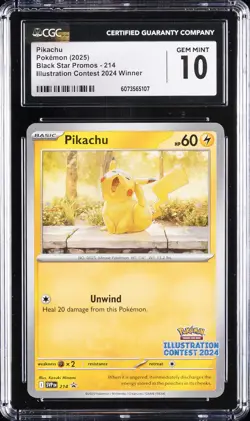 2025 ILLUSTRATION CONTEST 2024 WINNER PROMO #214 POKEMON CGC 10 GEM MINT - Image 1