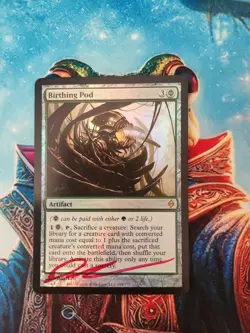 MTG Birthing Pod Foil - New Phyrexia - Signed By Artist, LP - Image 1