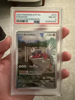 2023 POKEMON SCARLET & VIOLET POKEMON CENTER ETB PROMO EN #014 KORAIDON PSA 8 - Image 1