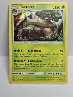 2018 Pokemon 9/156 TORTERRA Holo Rare Ultra Prism Sun & Moon LP - Image 1