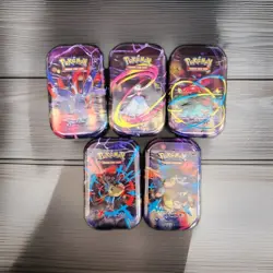Sealed Pokemon TCG Mega Evolution Mega Heroes Mini Tins Set Of 5 All Art Pokemon - Image 1