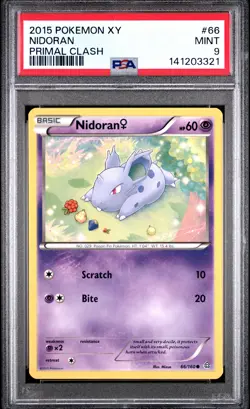 2015 POKEMON XY PRIMAL CLASH #66 NIDORAN PSA 9 - Image 1