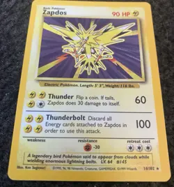 Pokemon TCG Zapdos Base Set Holo Rare Card 16/102 ( MINT PACK FRESH)Never Played - Image 1