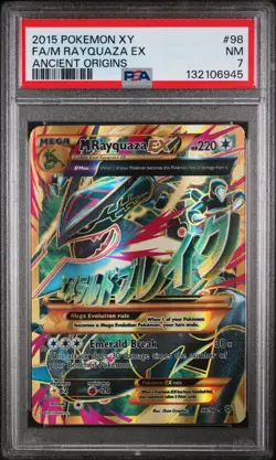 2015 POKEMON XY ANCIENT ORIGINS #98 FULL ART/M RAYQUAZA EX PSA 7 - Image 1