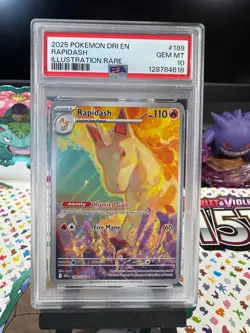 POKEMON 2025 Destined Rivals Illustration Rare RAPIDASH #189 PSA 10 Gem Mint - Image 1