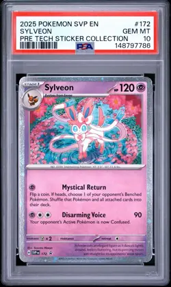 2025 Pokemon Prismatic Evolutions Sylveon Pre Tech Sticker Collection 172 PSA 10 - Image 1