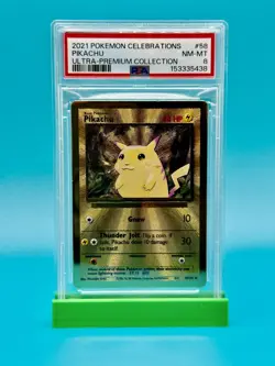 PSA 8 - 2021 Pokemon Celebrations Pikachu Metal UPC Promo #58 - Image 1