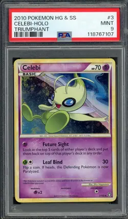 PSA 9 Celebi HeartGold & SoulSilver Triumphant 3/102 Holo Pokemon Card B11 - Image 1