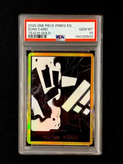 One Piece Marshall D. Teach PRB02 PSA 10 Gold Don One Piece Card - Image 1