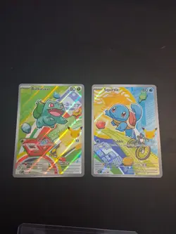 Bulbasaur 30 Th Anniversary Pokemon Card +Squirtle 30 Th Anniversary NM - Image 1