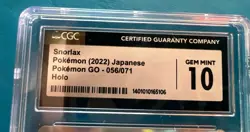 Snorlax - Cgc Gen Mint 10 - Holo Rare 056/071 Pokemon Go - Japanese Card - Image 3