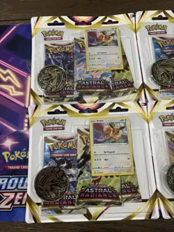 Pokemon 3-Pack Blisters Lot of 4 Eevee Promo Astral Radiance Sealed 12 Packs - Image 2