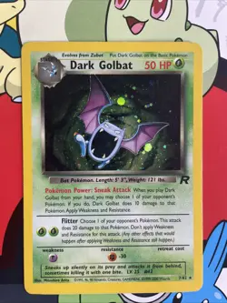 Pokemon TCG WOTC Team Rocket Dark Golbat 7/82 Holo Rare SWIRL Unlimited LP/MP - Image 1