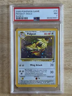 Pokemon Pidgeot TCG Base Set 2 Holo Unlimited Rare Card 14/130 PSA Graded 7 NM - Image 1