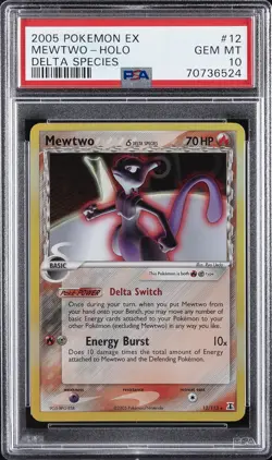 2005 POKEMON EX DELTA SPECIES #12 MEWTWO-HOLO PSA 10 - Image 1