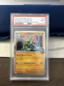 2025 POKEMON DRI EN-DESTINED RIVALS #096 TEAM ROCKET'S TYRANITAR PSA 9 MINT - Image 1