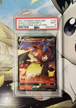 2021 Pokemon Celebrations Promo #SWSH133 Lance’s Charizard V PSA 9 Mint H25 - Image 1