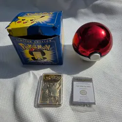 Pokemon Limited Edition 23K Gold-Plated Pikachu Trading Card w/ Poke Ball & Box - Image 1