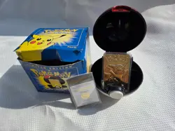 Pokemon Limited Edition 23K Gold-Plated Pikachu Trading Card w/ Poke Ball & Box - Image 2