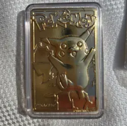 Pokemon Limited Edition 23K Gold-Plated Pikachu Trading Card w/ Poke Ball & Box - Image 4