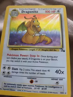 Pokemon Dragonite, 4/62, Rare Holo Card, Fossil Set, WOTC Card, 1999, NM / Mint - Image 4