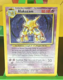 Alakazam 1/102 Base Set Holo Rare Unlimited Pokemon TCG Card LP/MP Condition - Image 1