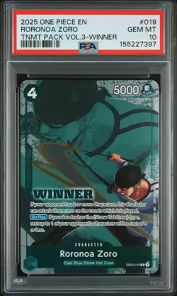 2025 ONE PIECE TOURNAMENT PACK VOL.3 WINNER #019 RORONOA ZORO PSA 10 - Image 1