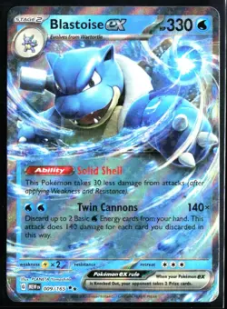 2023 Scarlet & Violet 151 Blastoise ex #9 Double Rare Holo Pokemon Card - Image 1