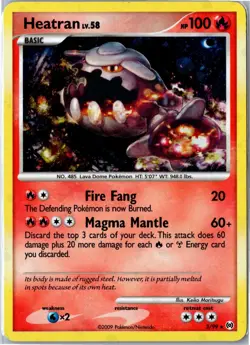 Pokemon Card - Heatran 3/99 Arceus 2009 Holo Rare Holo Moderately Played - Image 1