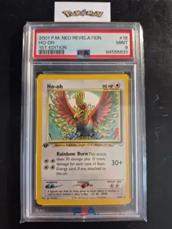 First Edition 2001 Pokemon Neo Revelation 18/64 Ho-oh PSA Mint 9 - Image 1