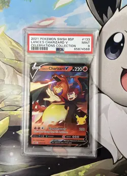 2021 Pokemon Celebrations Promo #SWSH133 Lance’s Charizard V PSA 9 Mint H29 - Image 1