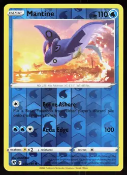 Mantine 034/189 Common Astral Radiance Pokemon Reverse Holo Lightly Played - Image 1