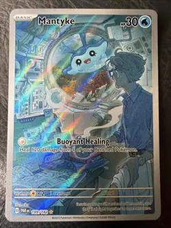 Pokemon TCG Mantyke 189/182 SV04 Paradox Rift Illustration Rare Holo - Image 1