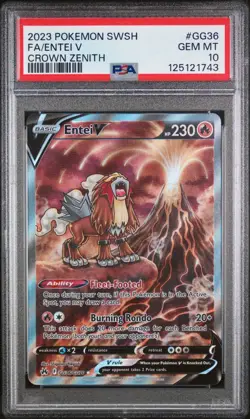 Pokemon Entei V GG36/GG70 Crown Zenith: Galarian Gallery Holo PSA 10 GEM MINT - Image 1