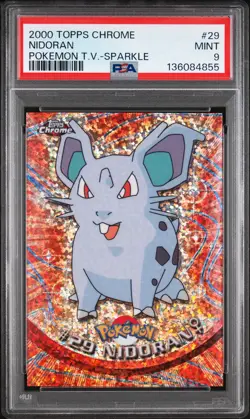 2000 TOPPS CHROME POKEMON T.V. SPARKLE #29 NIDORAN PSA 9 - Image 1