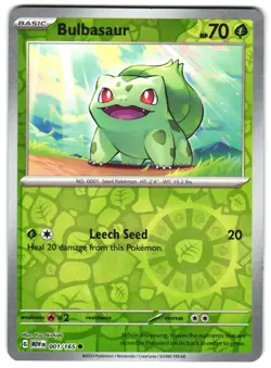 Bulbasaur 001/165 Reverse Holo SV: Scarlet & Violet 151 English Pokemon NM - Image 1