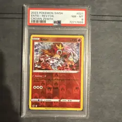 GRADED PSA 8 2023 Pokemon SWSH Entei- Rev. Foil Reverse Crown Zenith #021 - Image 1