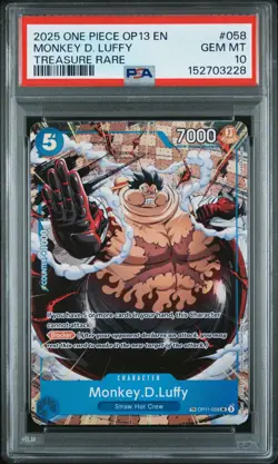 2025 ONE PIECE OP13-CARRYING ON HIS WILL TREASURE RARE MONKEY D. LUFFY PSA 10 - Image 1