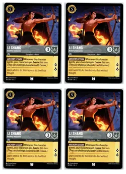 #187 Li Shang - Archery Instructor Uncommon PLAYSET x4 2023 Lorcana Floodborn 4x - Image 1