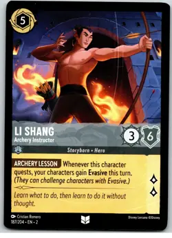 #187 Li Shang - Archery Instructor Uncommon PLAYSET x4 2023 Lorcana Floodborn 4x - Image 4