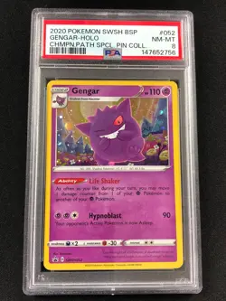 Pokemon 2020 Gengar Black Star Holo SWSH052 PSA 8 - Image 1